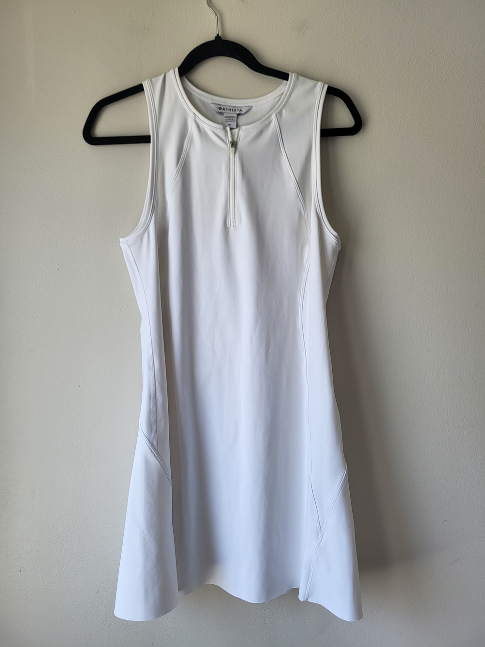 Athleta White Sleeveless Zip-Front A-Line Sporty Tennis Preppy Effortless Dress